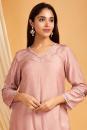 Old Rose A-Line Cotton Silk Kurta & Pants with Lace Work- Set  of 2