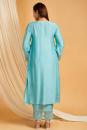 Sky Blue Cotton Silk Kurta with Lace work