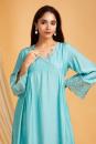 Sky Blue Cotton Silk Kurta with Lace work