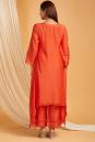 Red A-Line Lace Cotton Silk Kurta with Pants -Set of 2