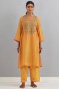 Mustard Embroidered Chanderi Kurta Set of 3