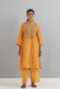 Mustard Embroidered Chanderi Kurta