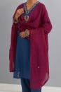 Navy Blue Embroidered Chanderi Kurta