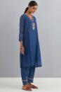 Navy Blue Embroidered Chanderi Kurta