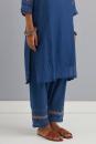 Navy Blue Embroidered Chanderi Kurta Set of 3