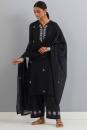 Black Embroidered Chanderi Dupatta