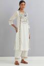 Off White Embroidered Chanderi Kurta