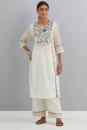 Off White Embroidered Chanderi Kurta