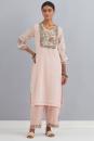 Peach Embroidered Chanderi Kurta Set of 3