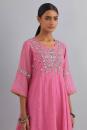 Powder Pink Embroidered Chanderi Kurta