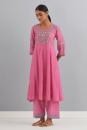 Powder Pink Embroidered Chanderi Kurta Set of 3