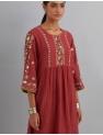 Red Embroidered Chanderi Kurta Set of 3