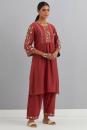 Red Embroidered Chanderi Kurta