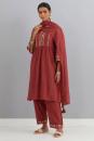 Red Embroidered Chanderi Kurta Set of 3