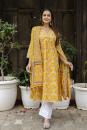 Yellow Printed Cotton Suit- Set of 3 Pcs