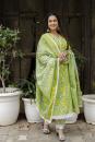 Green Printed Cotton Suit- Set of 3 Pcs