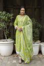 Green Printed Cotton Suit- Set of 3 Pcs