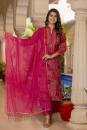 Pink Printed Chanderi Suit- Set of 3 Pcs