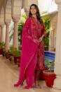 Pink Printed Chanderi Suit- Set of 3 Pcs