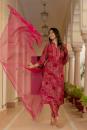 Pink Printed Chanderi Suit- Set of 3 Pcs