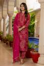 Pink Printed Chanderi Suit- Set of 3 Pcs