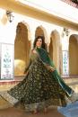 ABEELA PRINTED RAYON GREEN GOWN WITH SHADED DUPATTA- Set of 2 Pcs