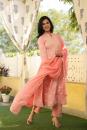 PEACH ANARKALI COTTON SUIT- Set of 3 Pcs