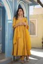 MUSTARD CHANDERI ANARKALI- Set of 3 Pcs