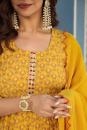 MUSTARD CHANDERI ANARKALI- Set of 3 Pcs