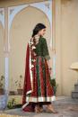 Colourblocked Chanderi Silk Kurta with Trousers & With Dupatta- Set of 3 Pcs