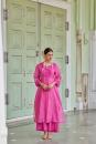 Pink Embroidered Cotton Chanderi Kurta with Palazzo