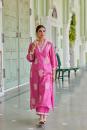 Pink Embroidered Cotton Chanderi Kurta with Palazzo- Set of 2