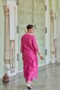 Pink Embroidered Cotton Chanderi Kurta with Palazzo- Set of 2