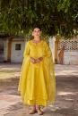 Yellow Embroidered Chanderi Silk Suit- Set of 3