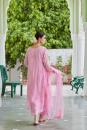 Pink Embroidered Cotton Chanderi Suit- Set of 3