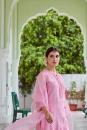 Pink Embroidered Cotton Chanderi Suit with Organza Dupatta