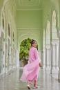 Pink Embroidered Cotton Chanderi Suit with Organza Dupatta