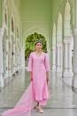 Pink Embroidered Cotton Chanderi Suit with Organza Dupatta