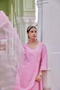 Pink Embroidered Cotton Chanderi Suit with Organza Dupatta