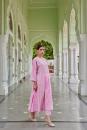 Pink Embroidered Cotton Chanderi Kurta with Kalidar Pants