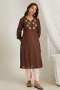 Brown Embroidered Cotton Silk Kurta