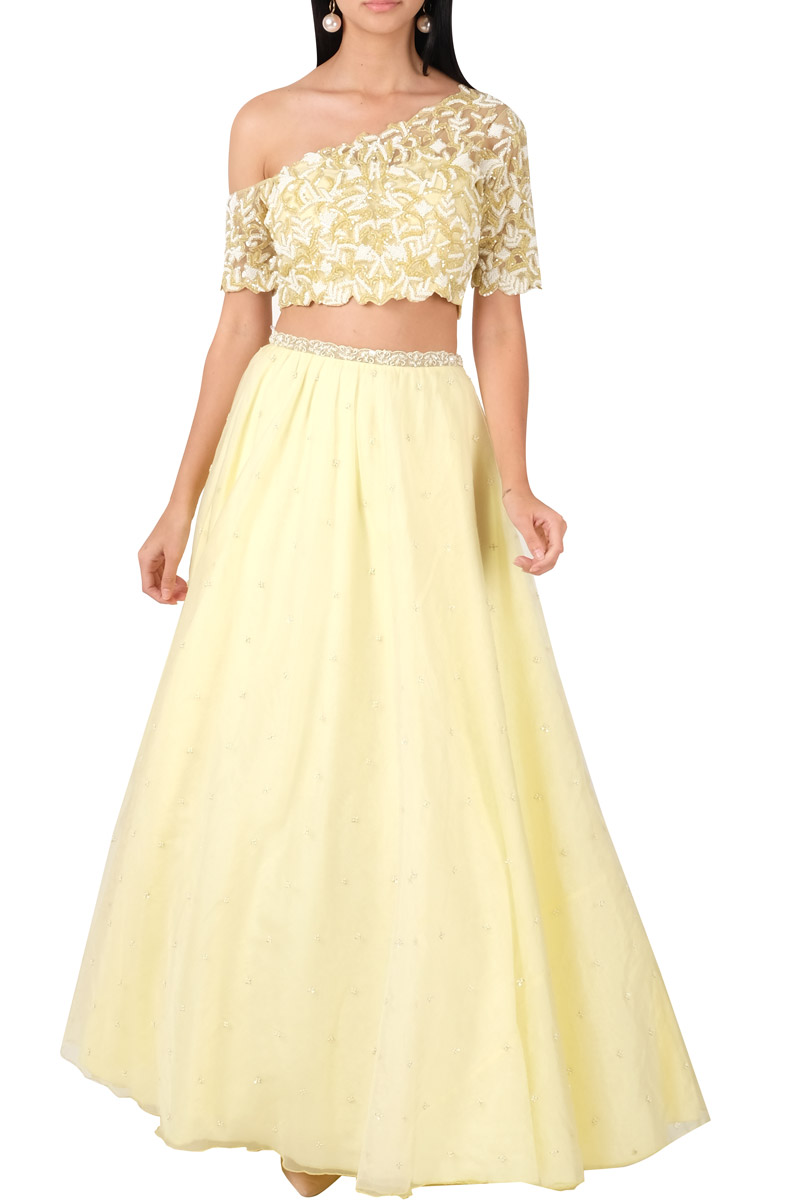 one shoulder lehenga choli