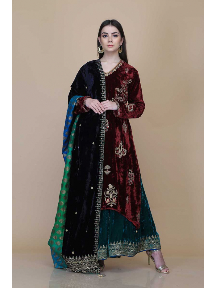 velvet sharara designs