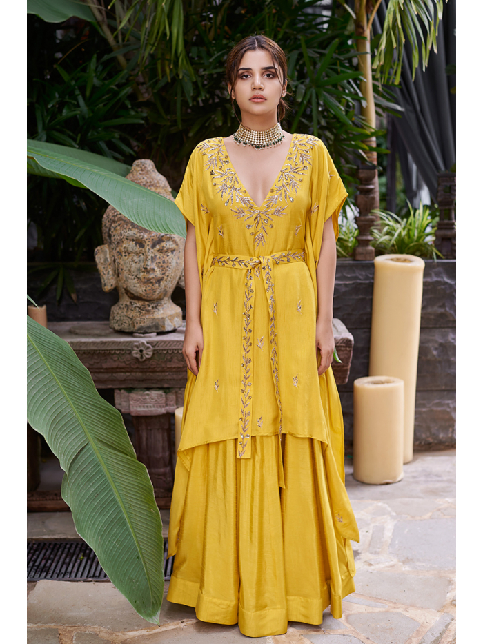 mustard kaftan dress