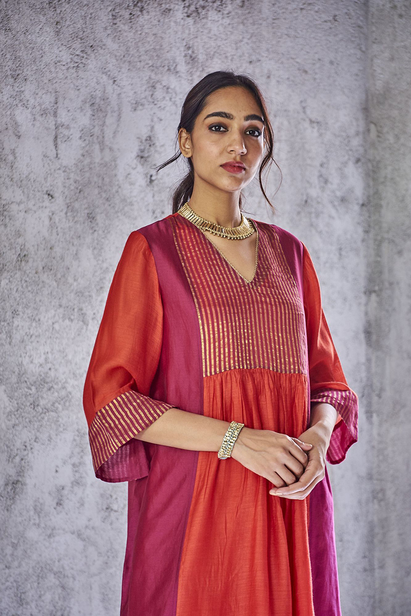 Red uma kurta set Design by Shivani Bhargava at Modvey | Modvey | Modvey