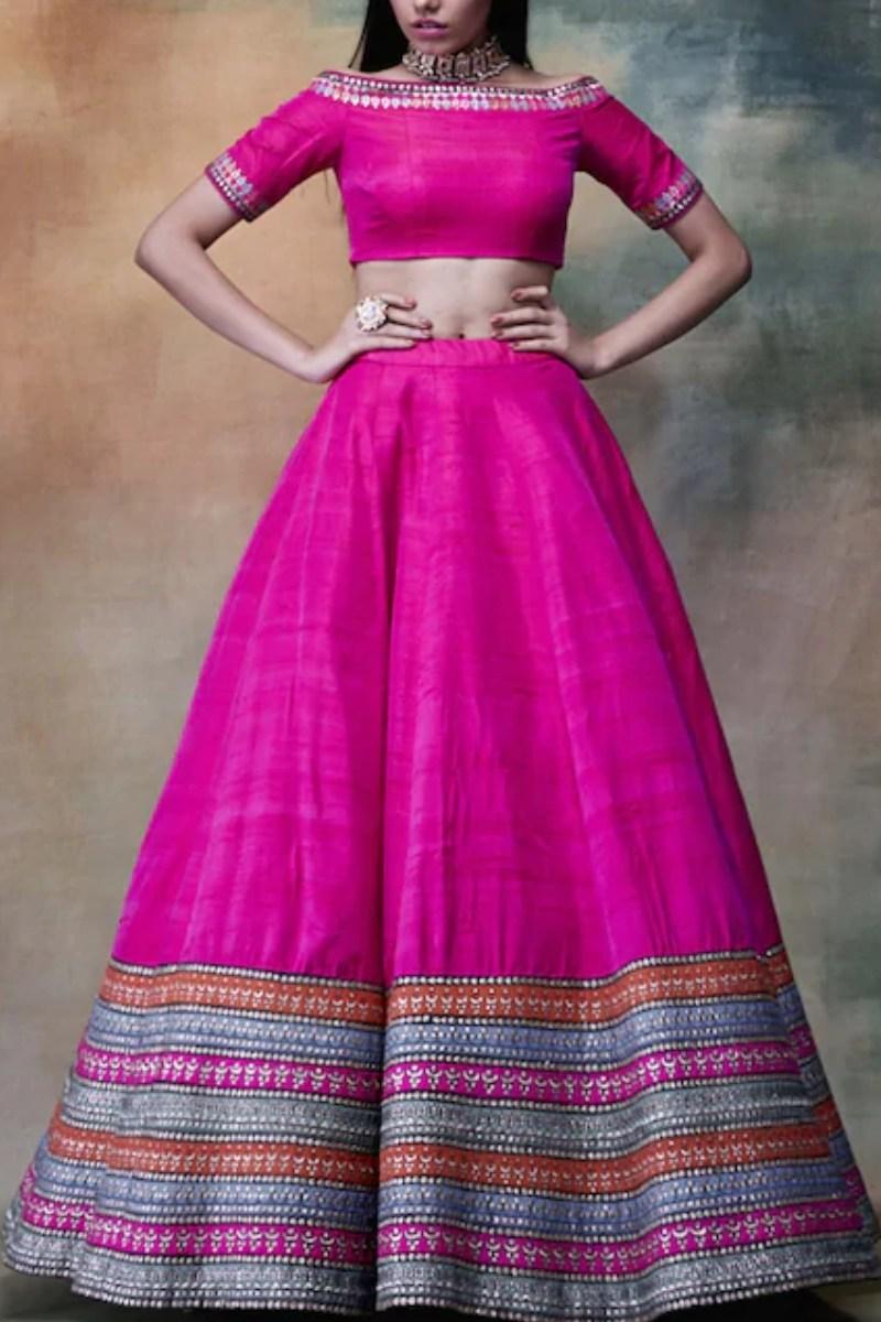 shoulder off lehenga